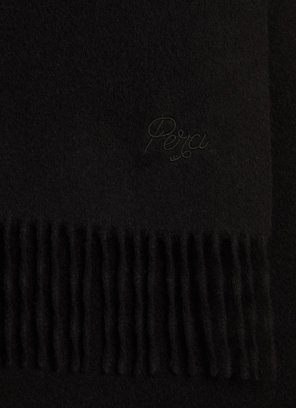 Men's Long Wool Scarf - Embroidered - Black | Percival