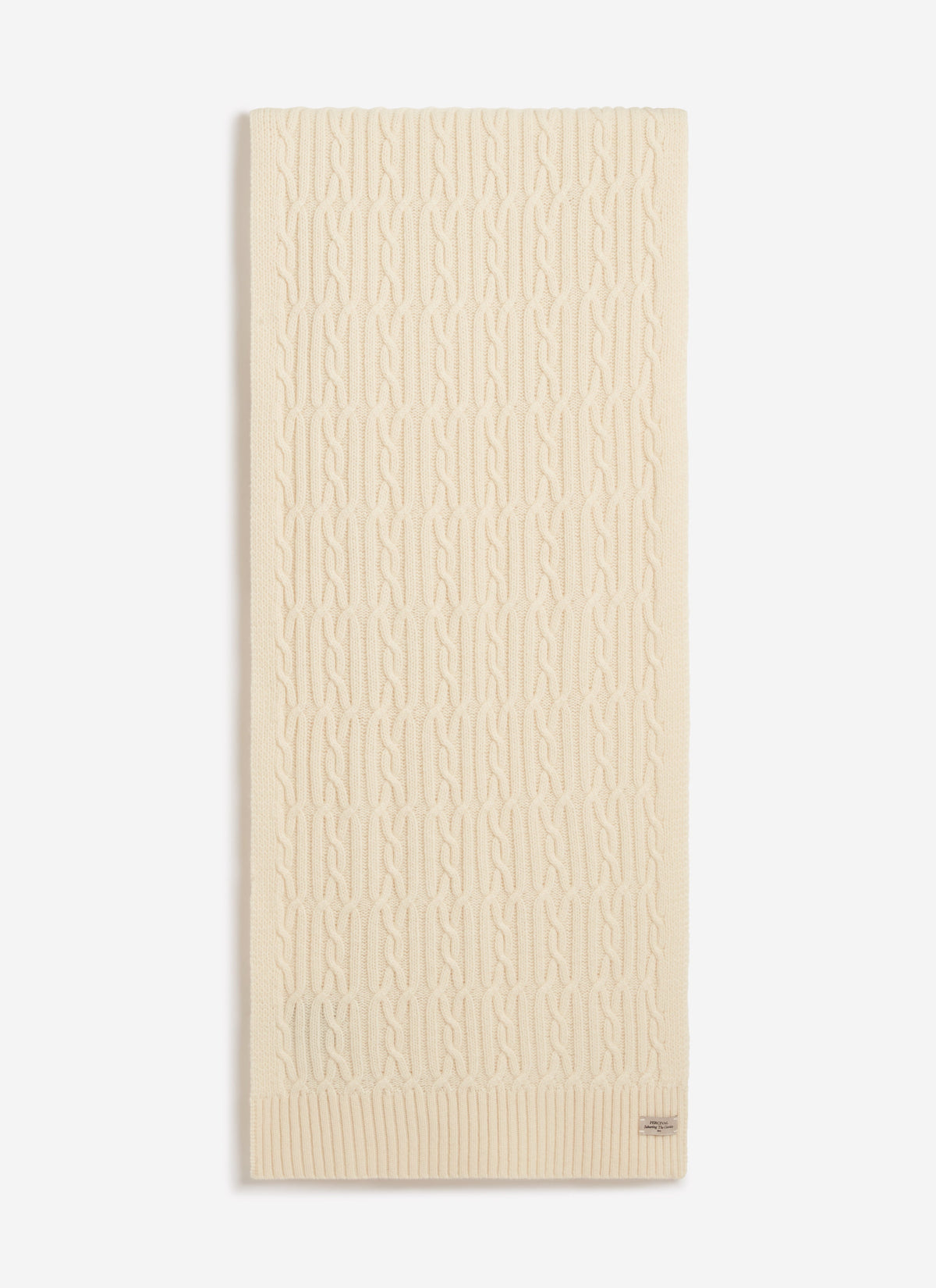 Men's Cable Knit Scarf - Wool - Ecru Cream | Percival