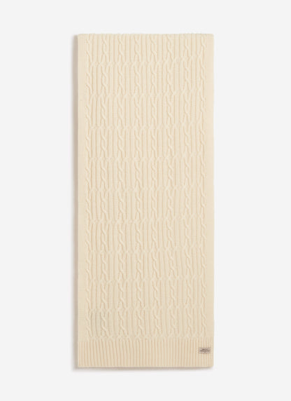 Men's Cable Knit Scarf - Wool - Ecru Cream | Percival