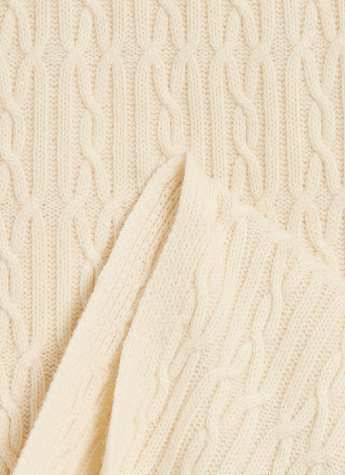 Men's Cable Knit Scarf - Wool - Ecru Cream | Percival