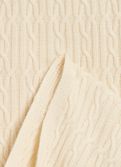 Men's Cable Knit Scarf - Wool - Ecru Cream | Percival