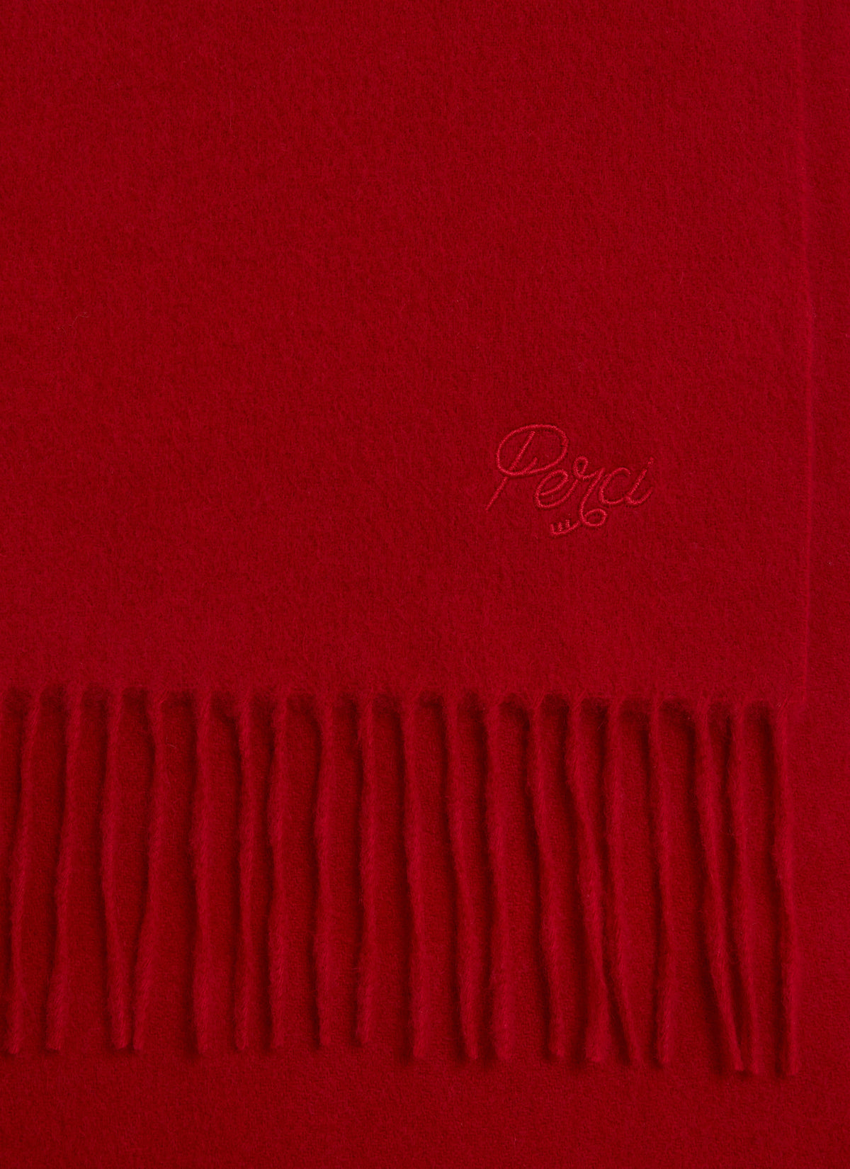 Men's Long Wool Scarf - Embroidered - Red | Percival