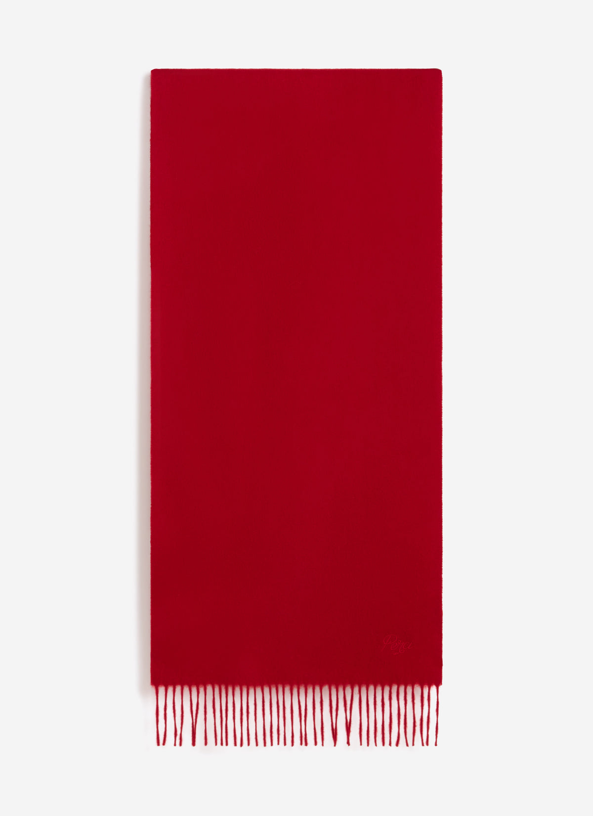 Men's Long Wool Scarf - Embroidered - Red | Percival