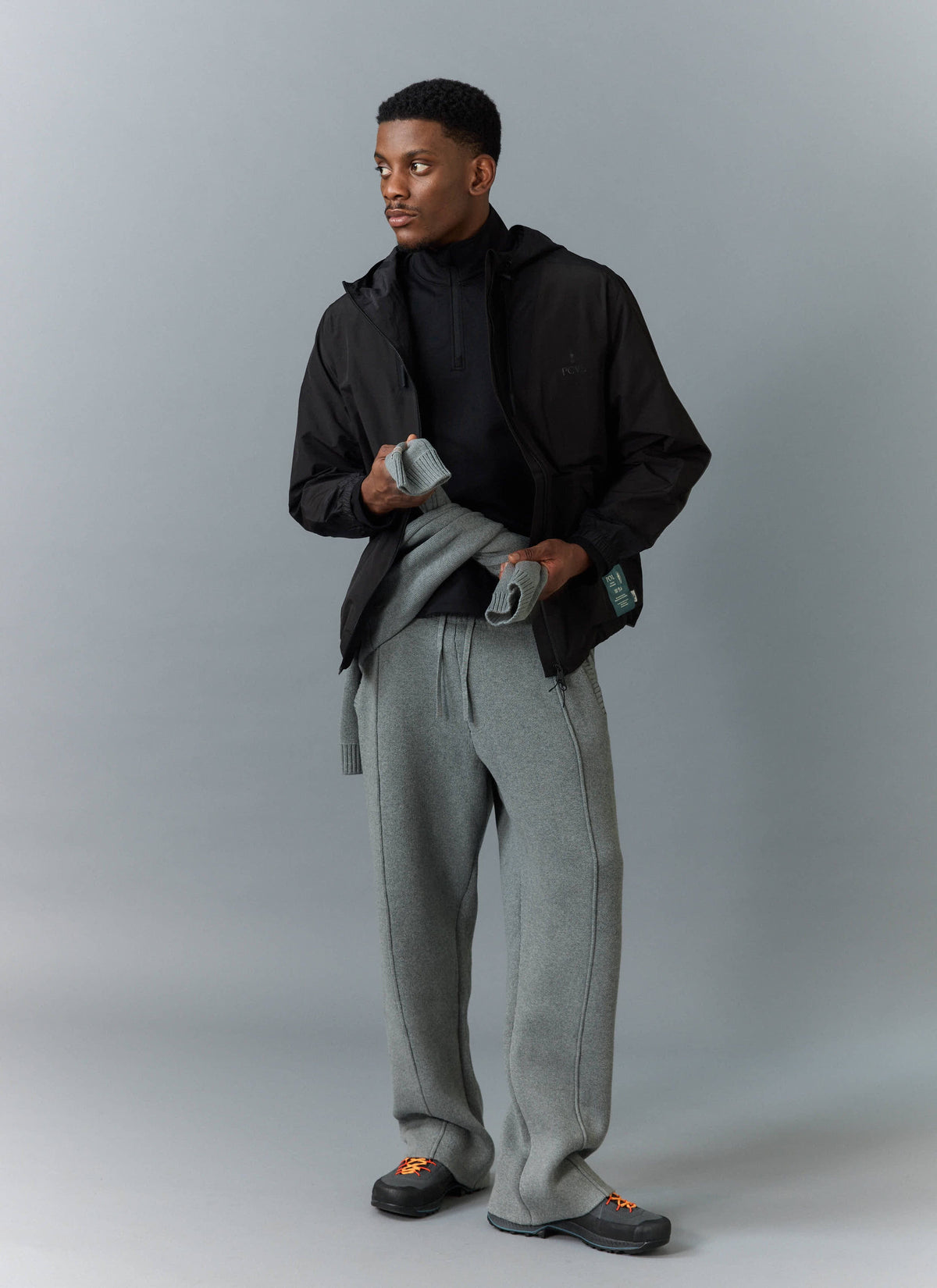 Men's Water Resistant Jacket - Black PCVL Zip Through | Percival