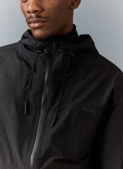Men's Water Resistant Jacket - Black PCVL Zip Through | Percival