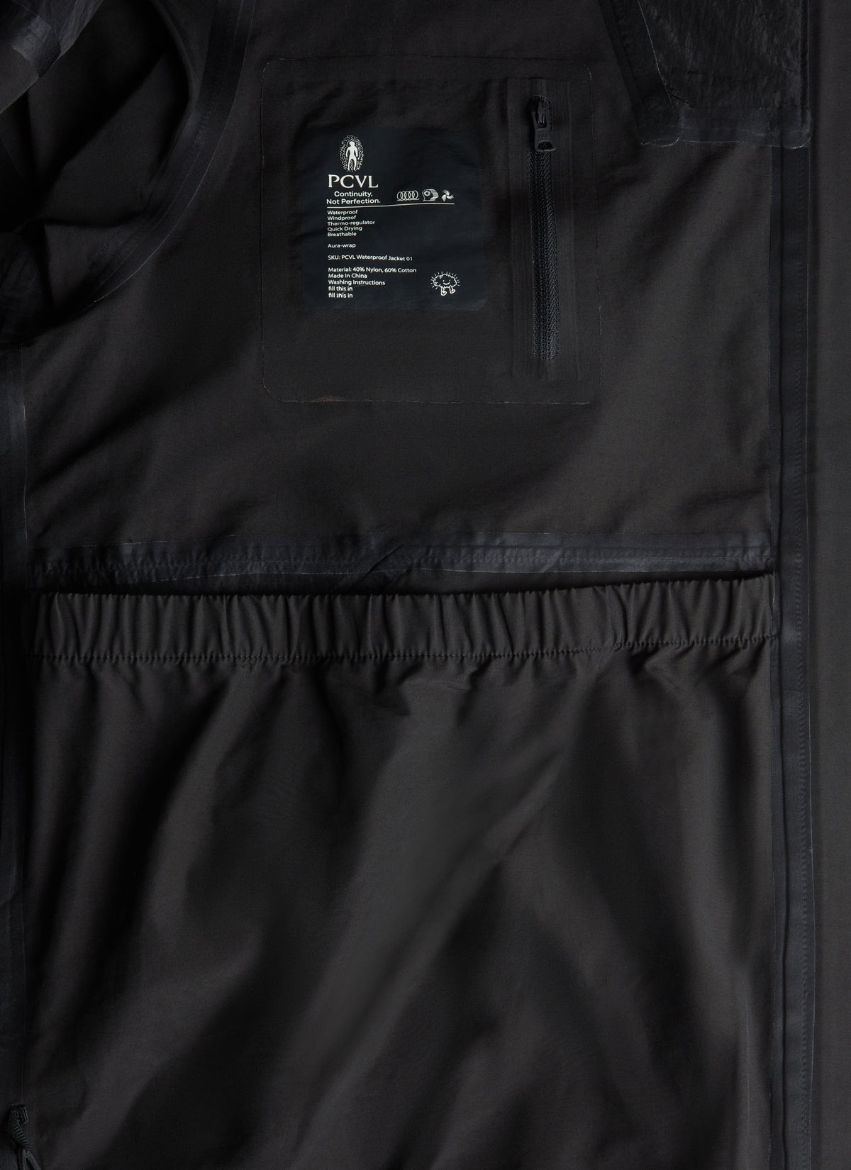 Men's Water Resistant Jacket - Black PCVL Zip Through | Percival