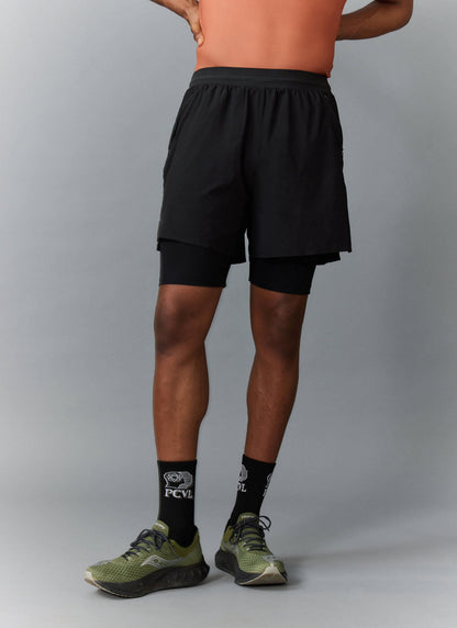 Men's 2 in 1 Running Shorts - Black PCVL | Percival