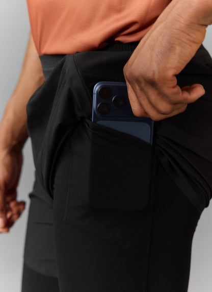 Men's 2 in 1 Running Shorts - Black PCVL | Percival