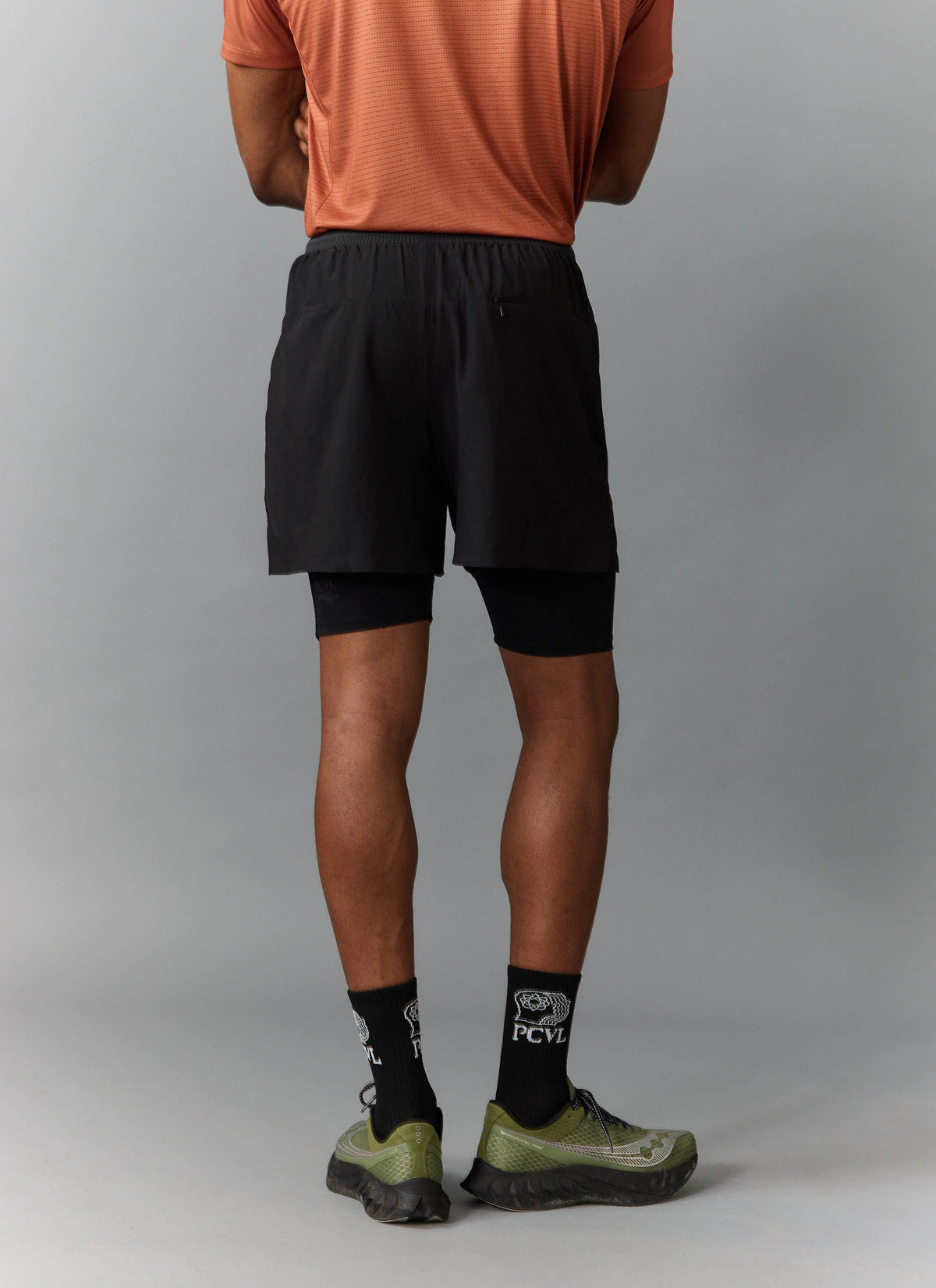 Men's 2 in 1 Running Shorts - Black PCVL | Percival