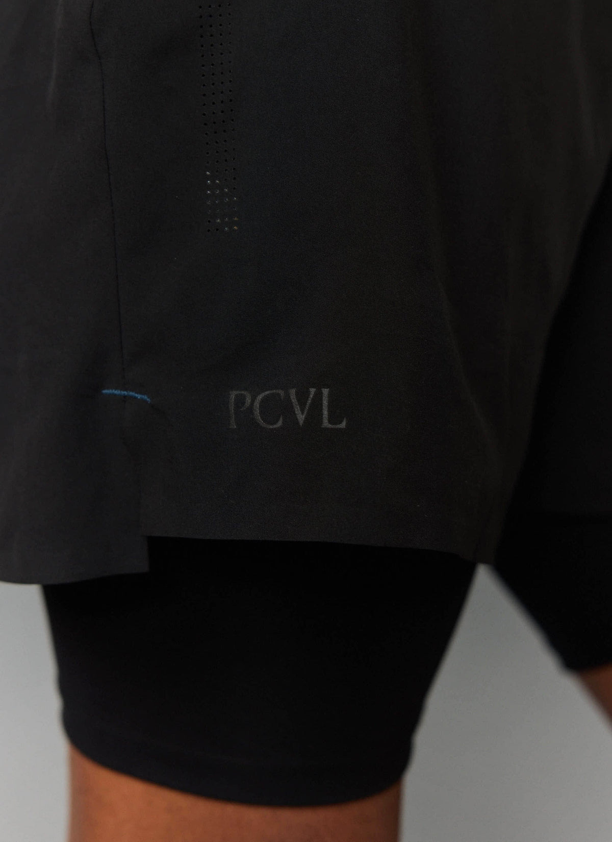 Men's 2 in 1 Running Shorts - Black PCVL | Percival