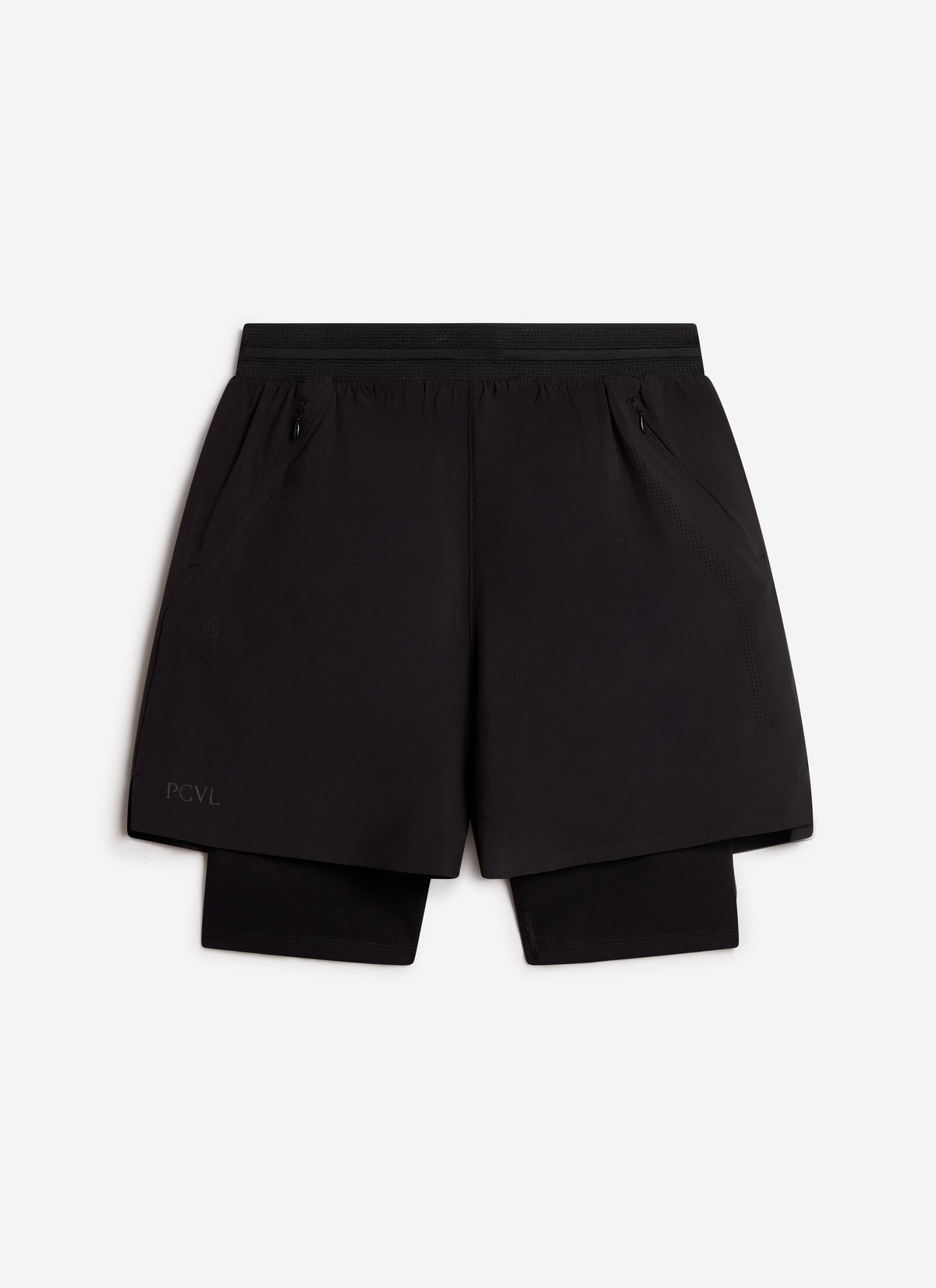 Men's 2 in 1 Running Shorts - Black PCVL | Percival