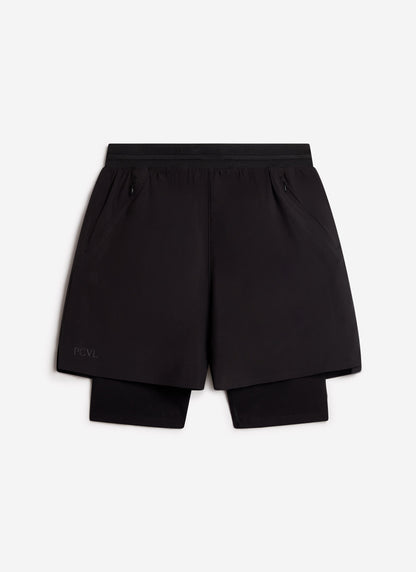 Men's 2 in 1 Running Shorts - Black PCVL | Percival