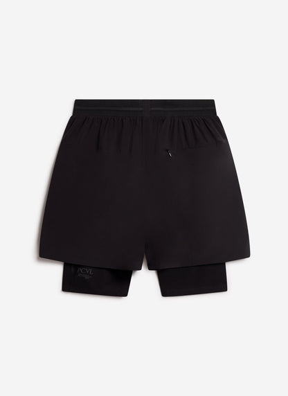 Men's 2 in 1 Running Shorts - Black PCVL | Percival