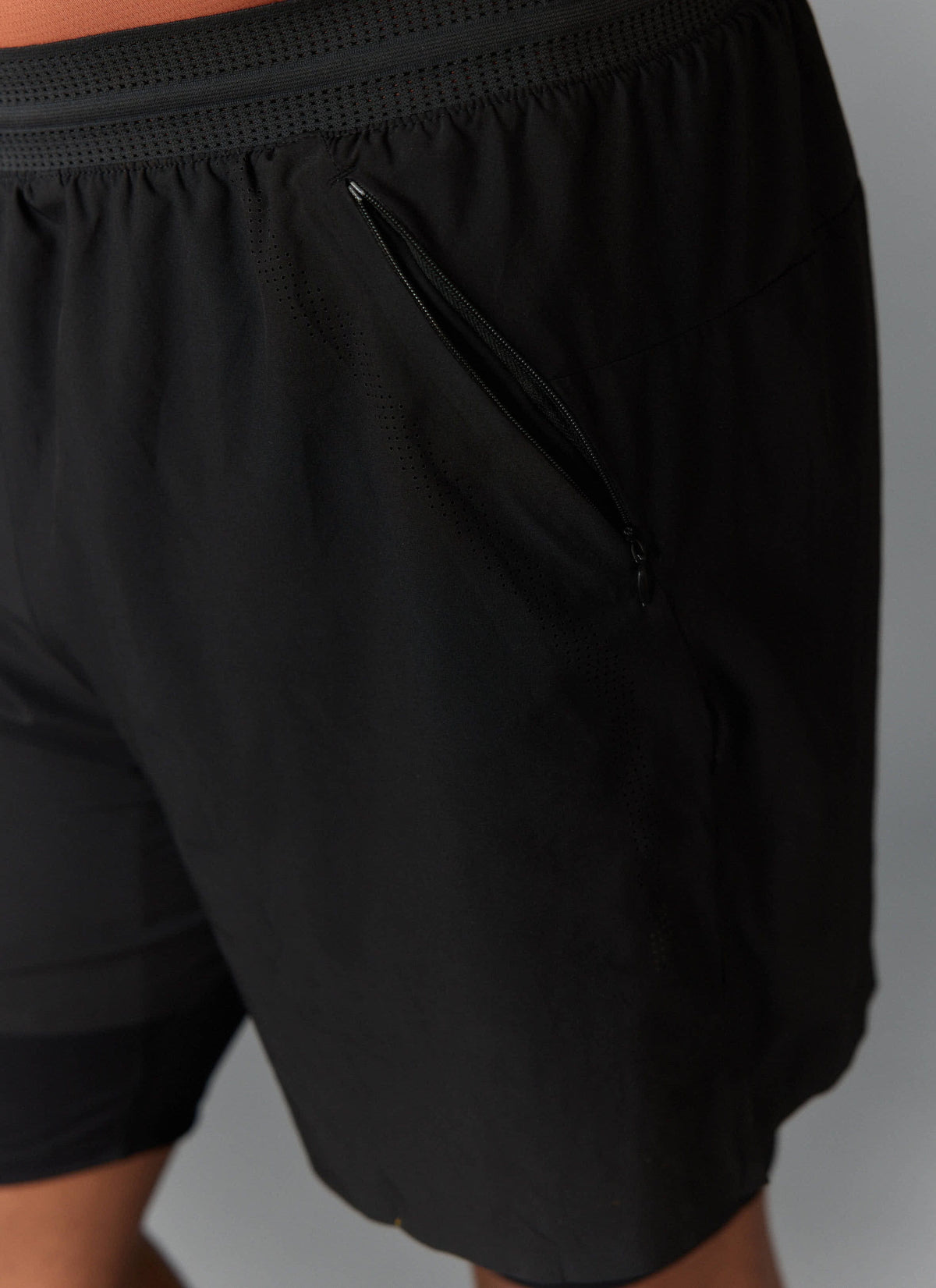 Men's 2 in 1 Running Shorts - Black PCVL | Percival