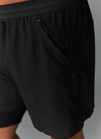 Men's 2 in 1 Running Shorts - Black PCVL | Percival