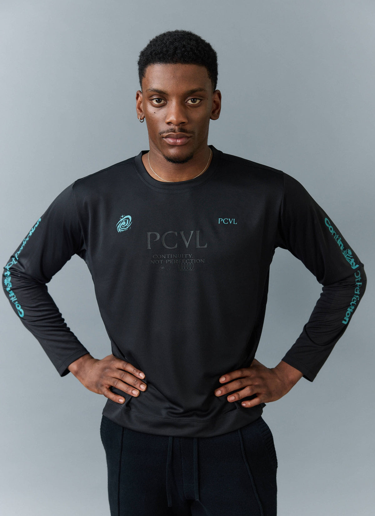 Men's Long Sleeve Performance Top - PCVL Printed - Black | Percival