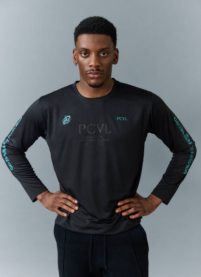 Men's Long Sleeve Performance Top - PCVL Printed - Black | Percival