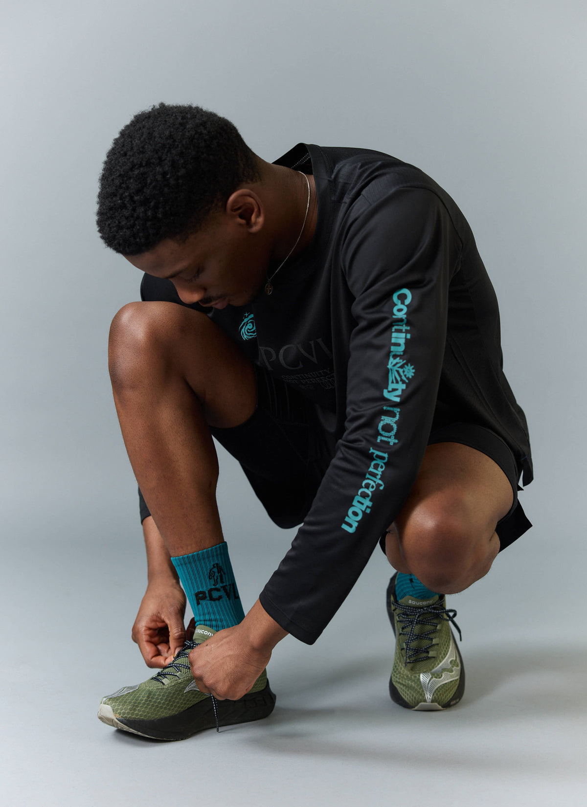 Men's Long Sleeve Performance Top - PCVL Printed - Black | Percival