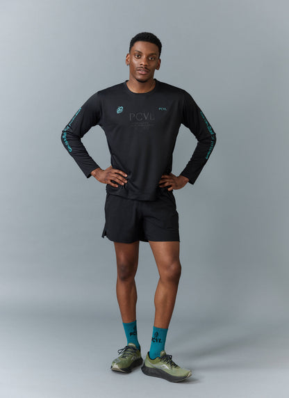 Men's Long Sleeve Performance Top - PCVL Printed - Black | Percival