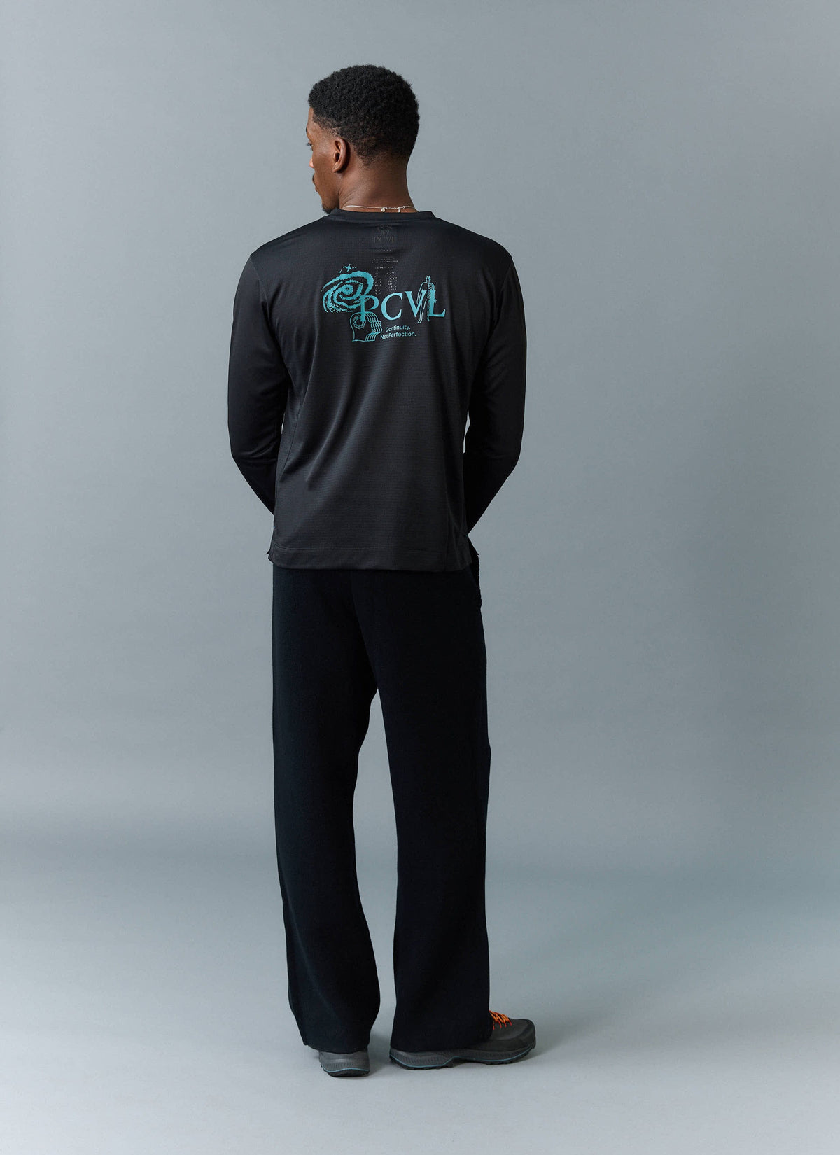 Men's Long Sleeve Performance Top - PCVL Printed - Black | Percival