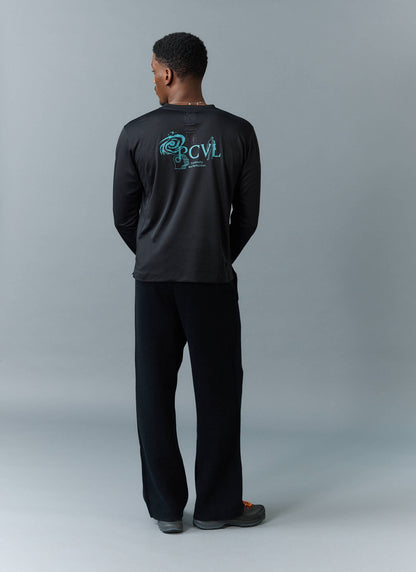 Men's Long Sleeve Performance Top - PCVL Printed - Black | Percival