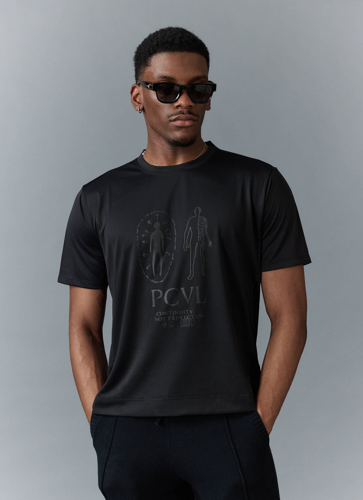 Men's PCVL Performance T-Shirt - Black Printed | Percival