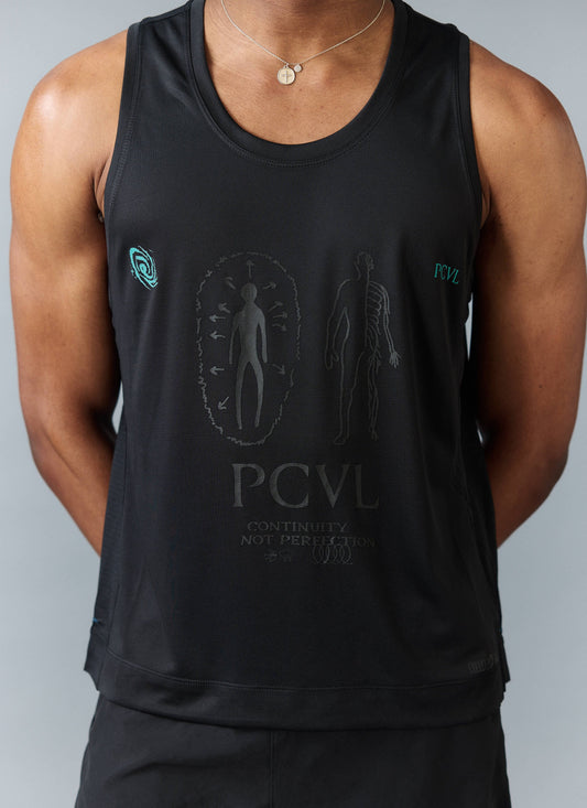 Men's Running Vest - PCVL Technical Printed - Black | Percival