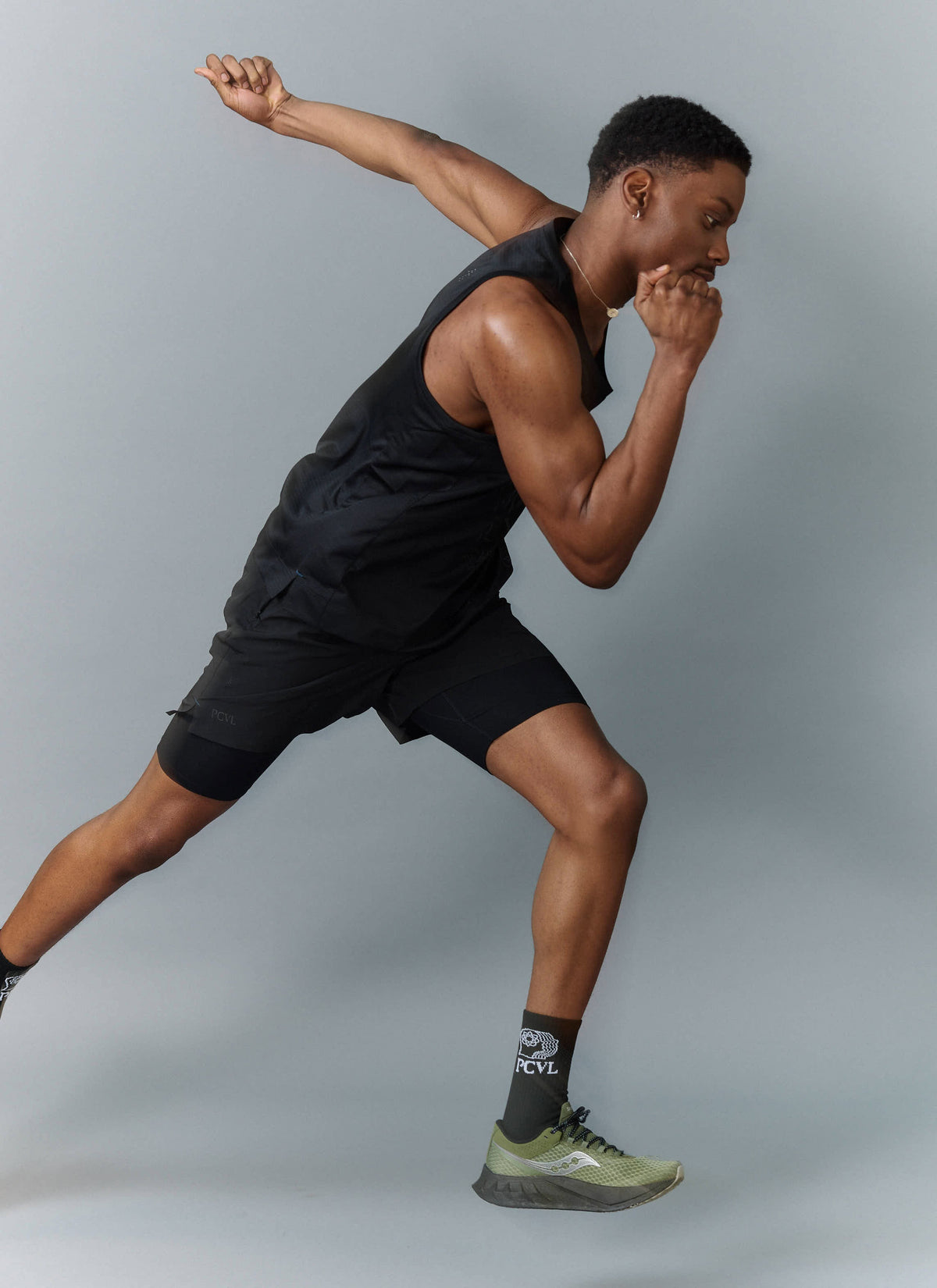 Men's Running Vest - PCVL Technical Printed - Black | Percival