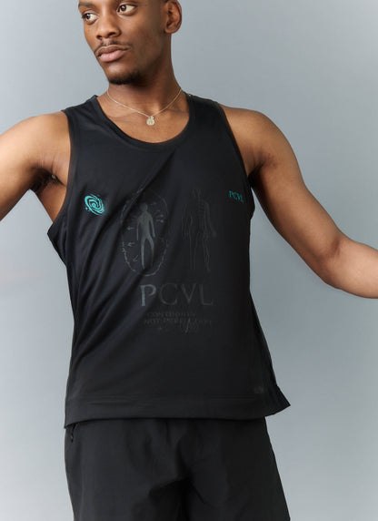 Men's Running Vest - PCVL Technical Printed - Black | Percival