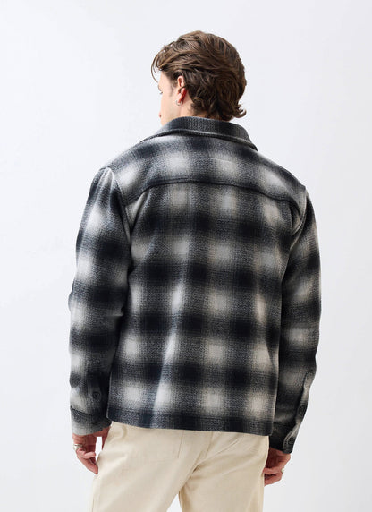 Men's Wool Checked Overshirt - Shacket - Wool - Grey Multi | Percival
