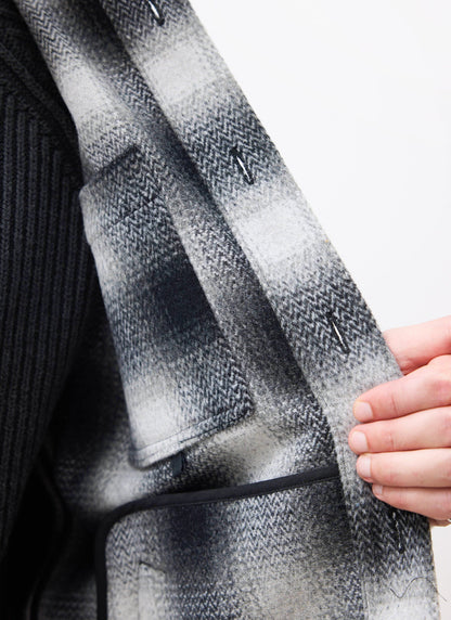 Men's Wool Checked Overshirt - Shacket - Wool - Grey Multi | Percival