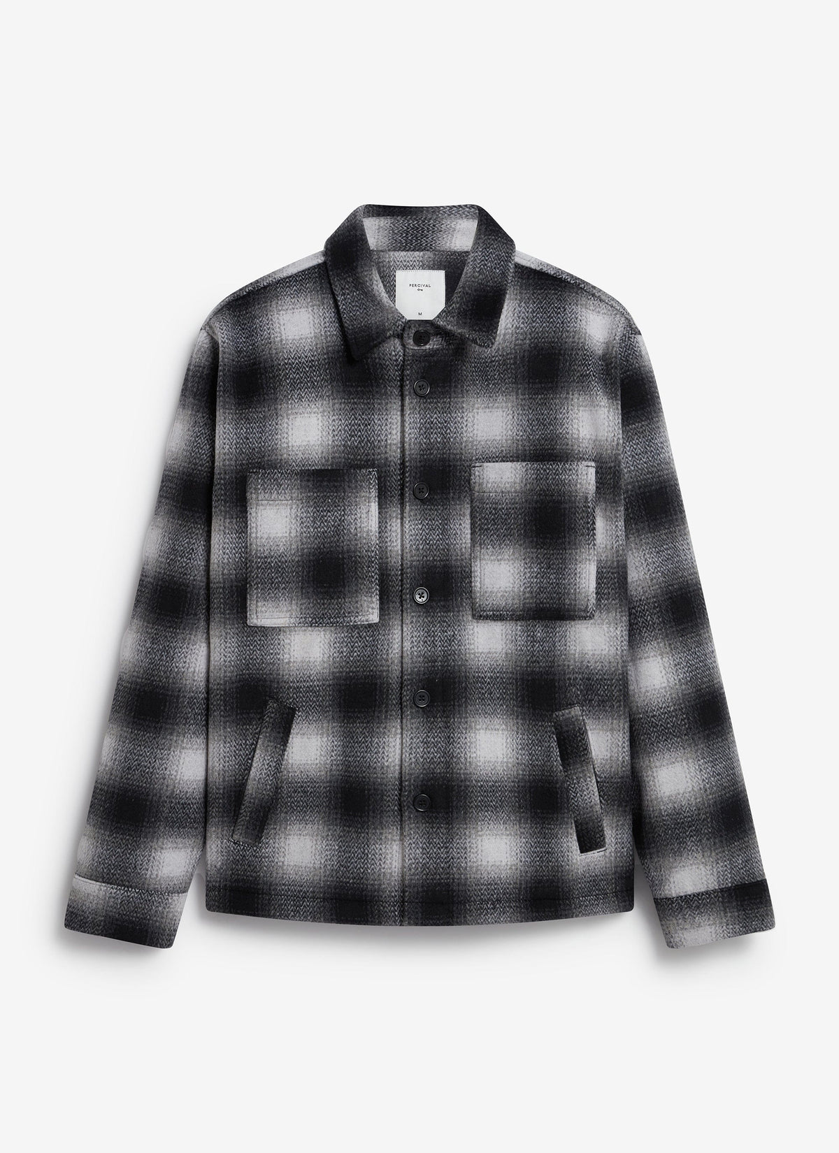Men's Wool Checked Overshirt - Shacket - Wool - Grey Multi | Percival