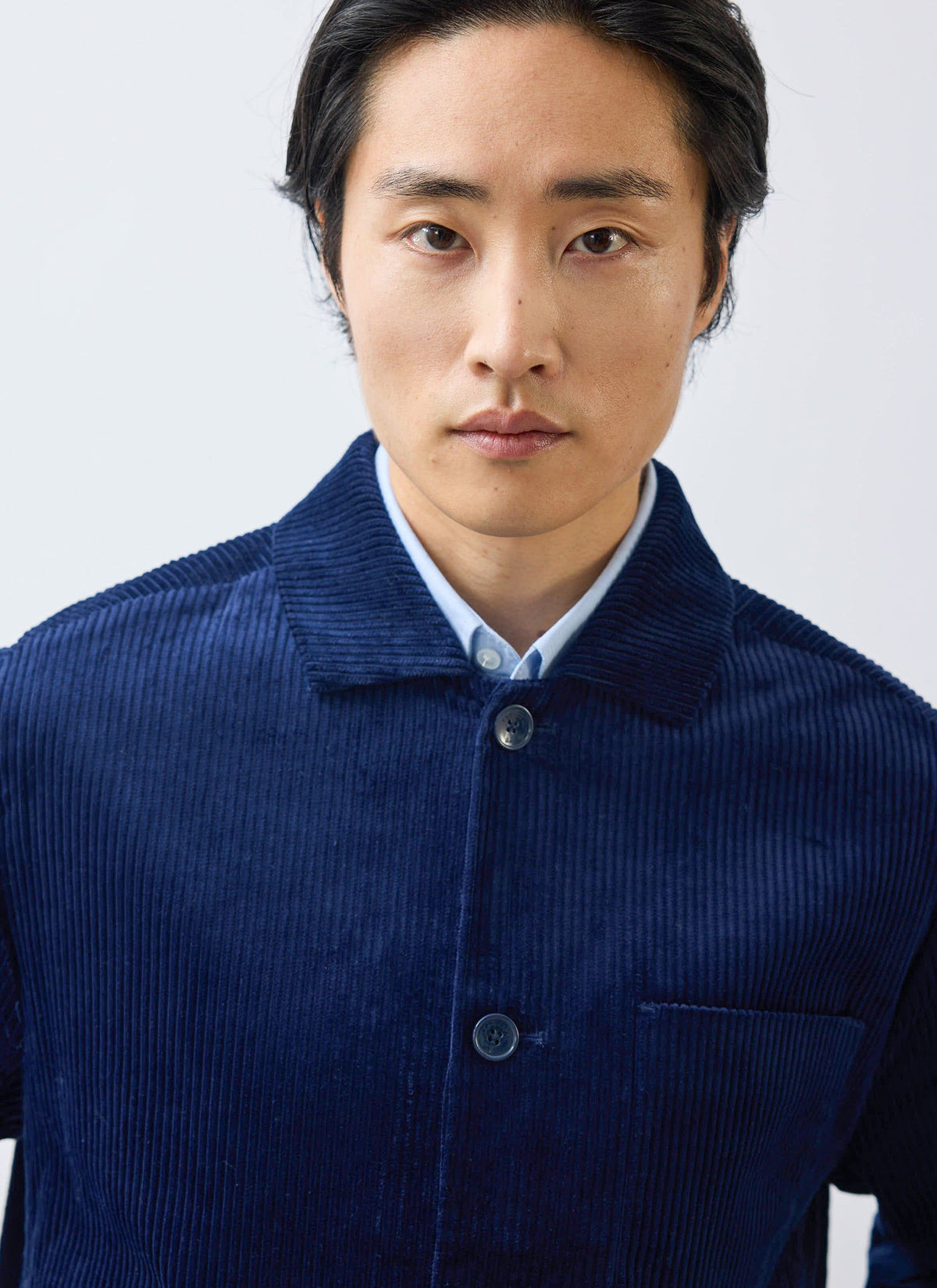 Men's Corduroy Overshirt - Shacket - Cotton - Navy Blue | Percival