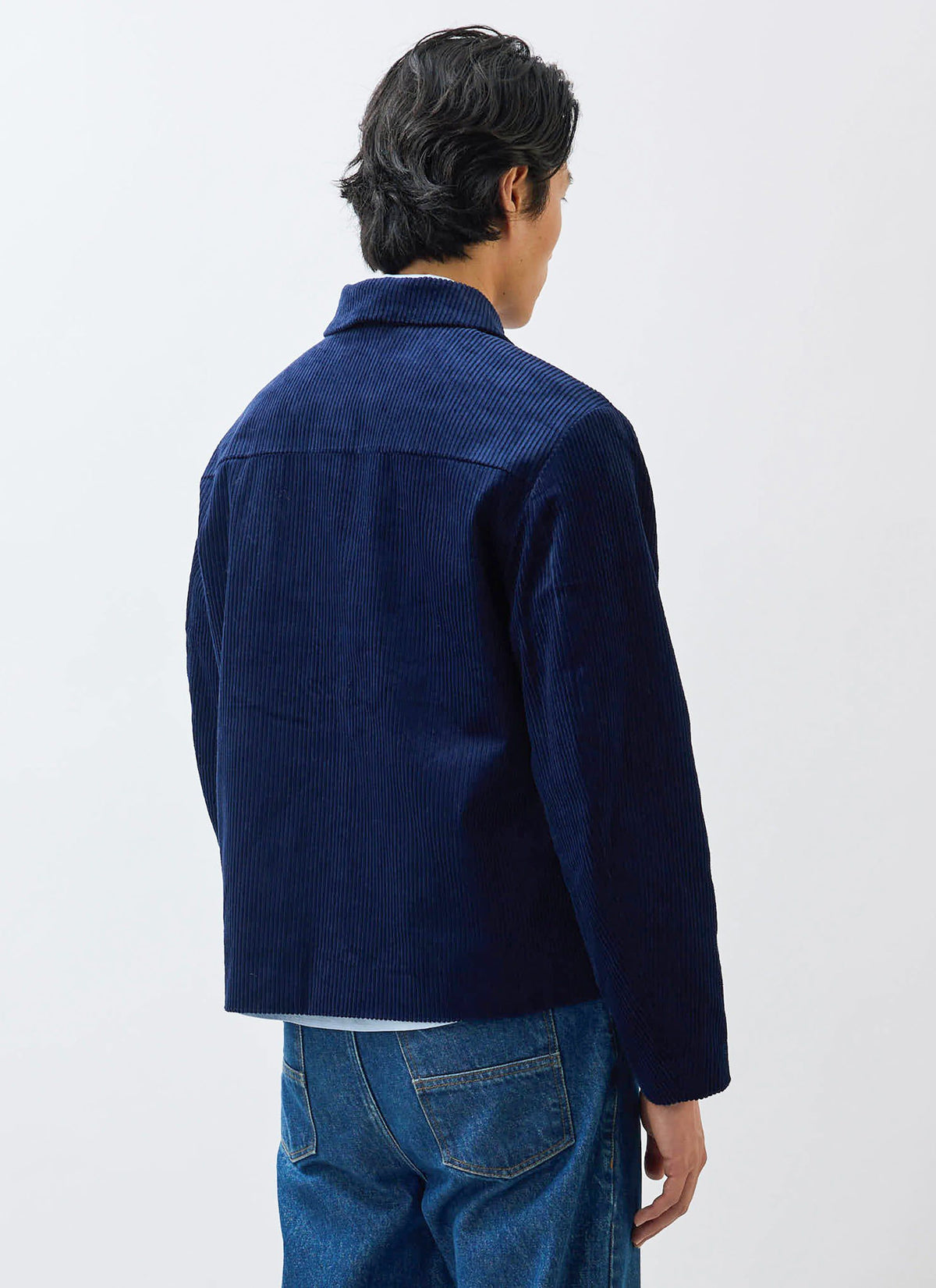 Men's Corduroy Overshirt - Shacket - Cotton - Navy Blue | Percival