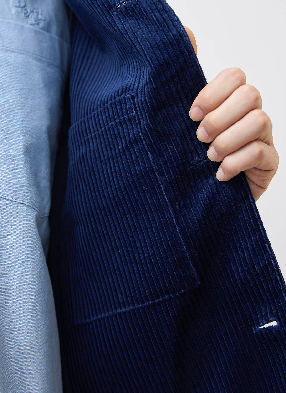 Men's Corduroy Overshirt - Shacket - Cotton - Navy Blue | Percival