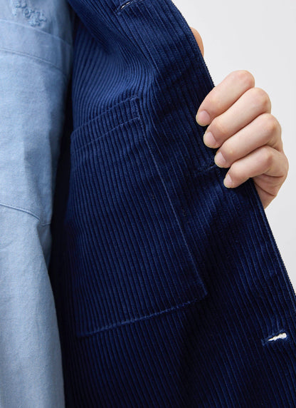 Men's Corduroy Overshirt - Shacket - Cotton - Navy Blue | Percival