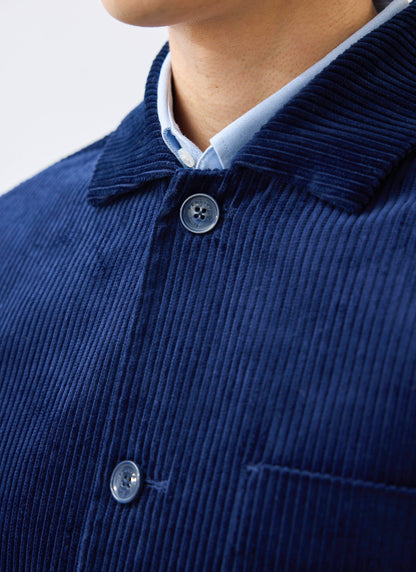 Men's Corduroy Overshirt - Shacket - Cotton - Navy Blue | Percival