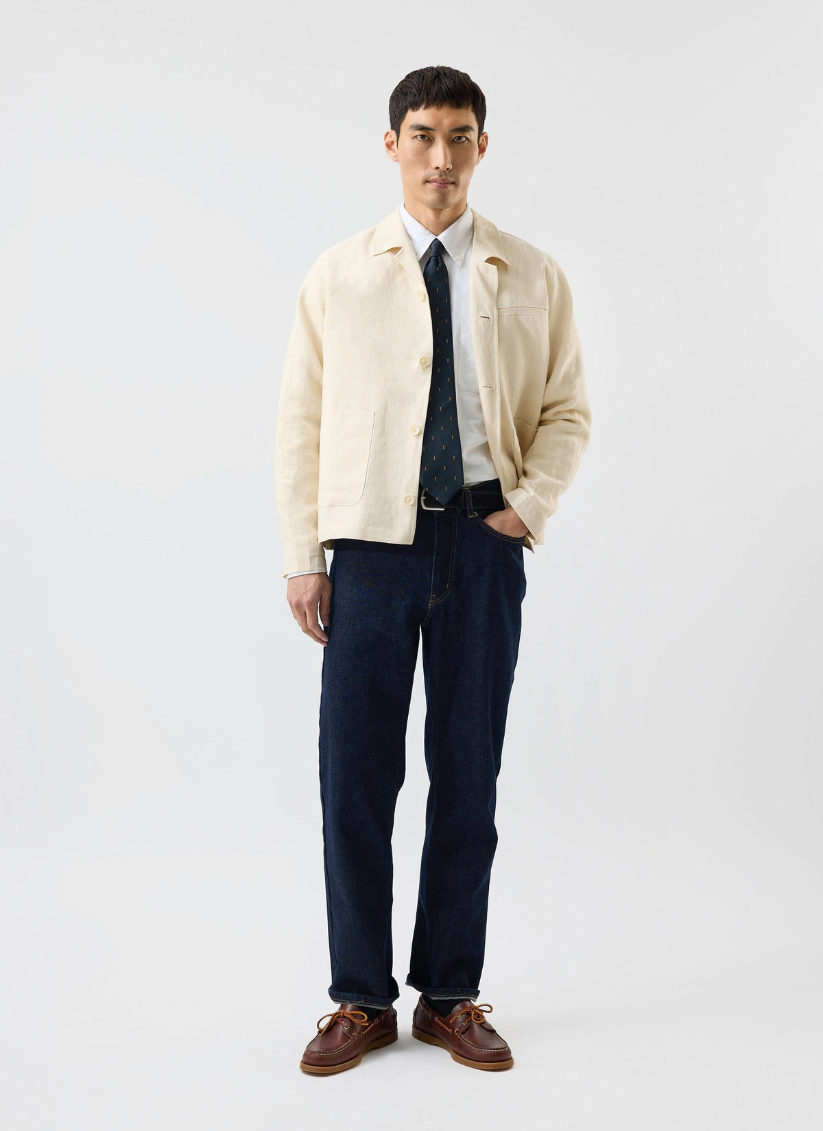 Relaxed Linen Overshirt - Stone | Percival
