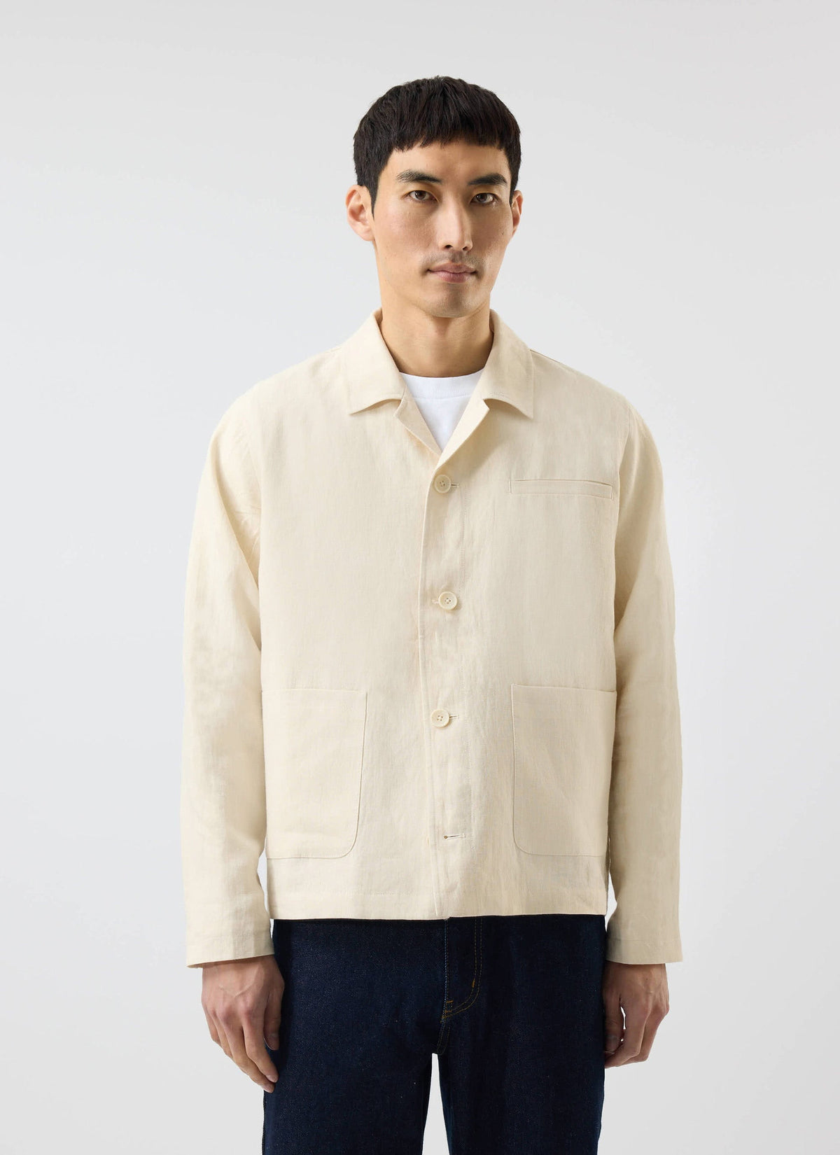 Relaxed Linen Overshirt - Stone | Percival
