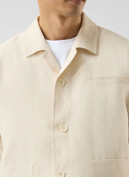 Relaxed Linen Overshirt - Stone | Percival