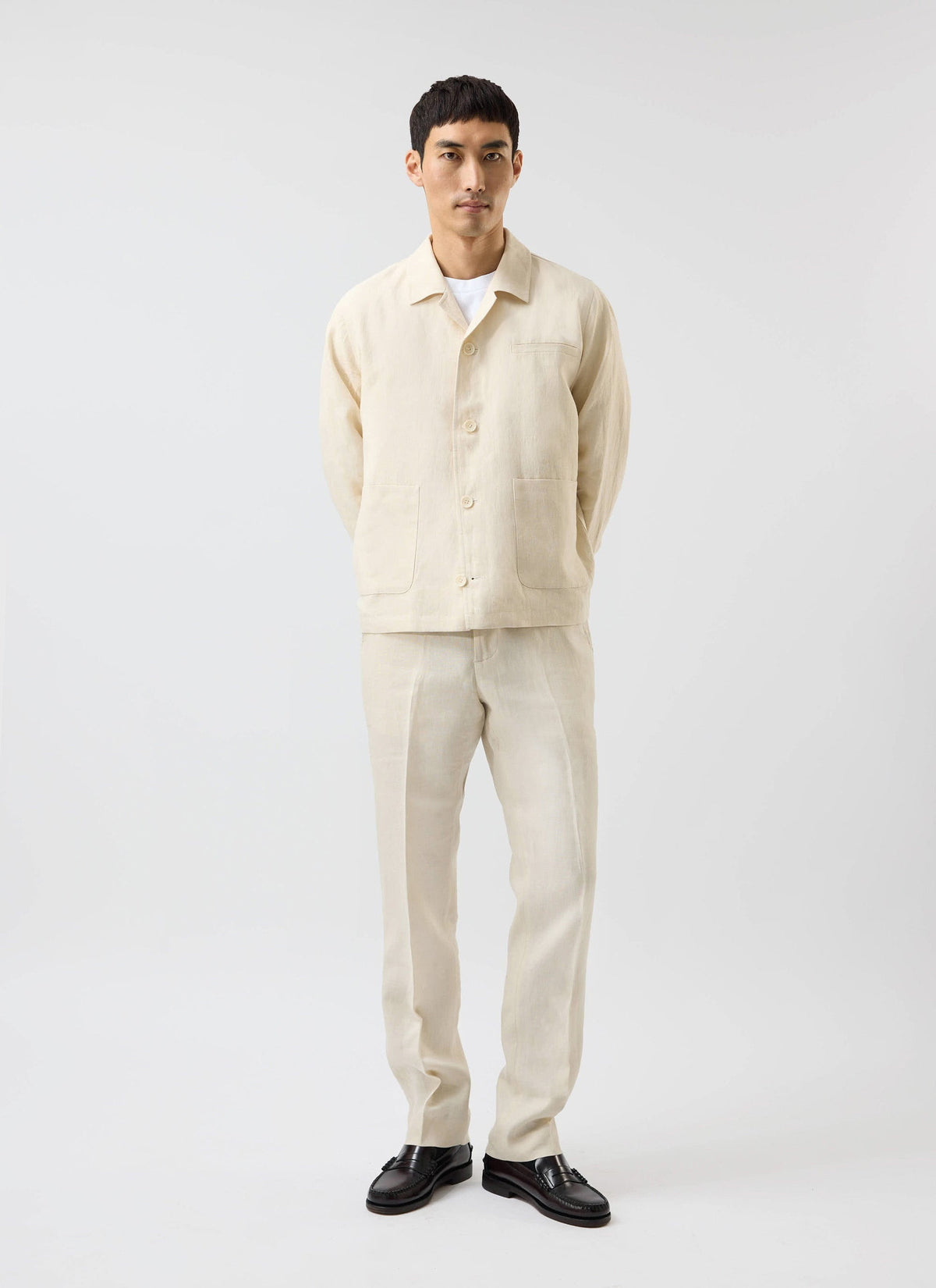 Relaxed Linen Overshirt - Stone | Percival