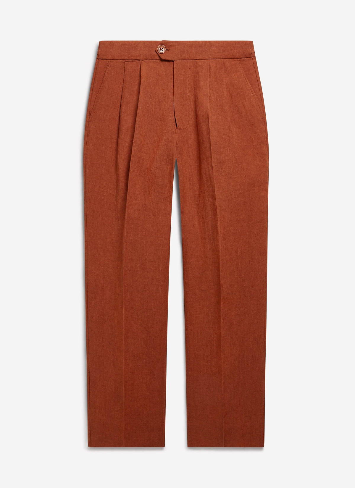 Men's Pleated Trousers - Tailored Linen Suits - Rust Red | Percival