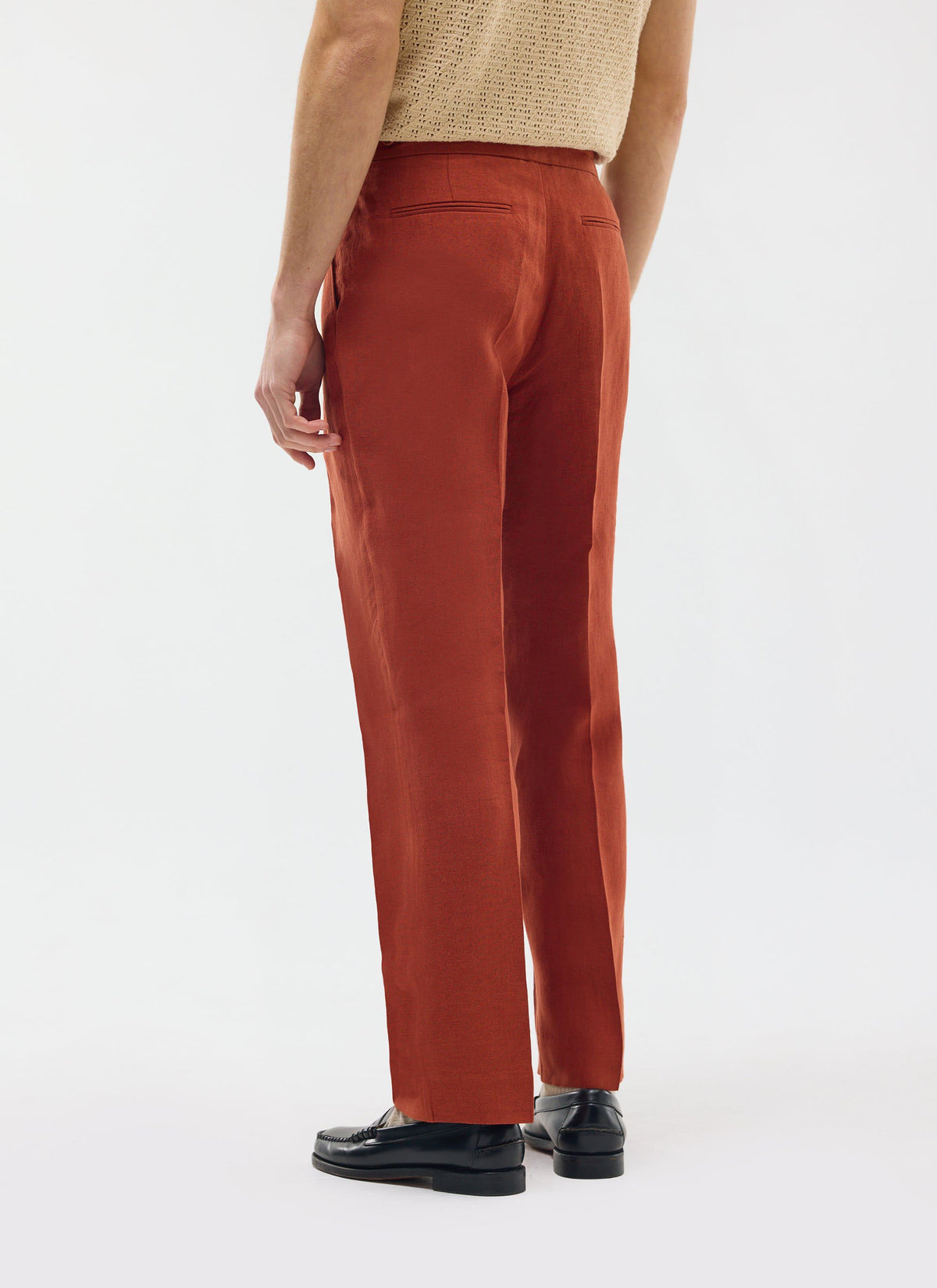 Men's Pleated Trousers - Tailored Linen Suits - Rust Red | Percival