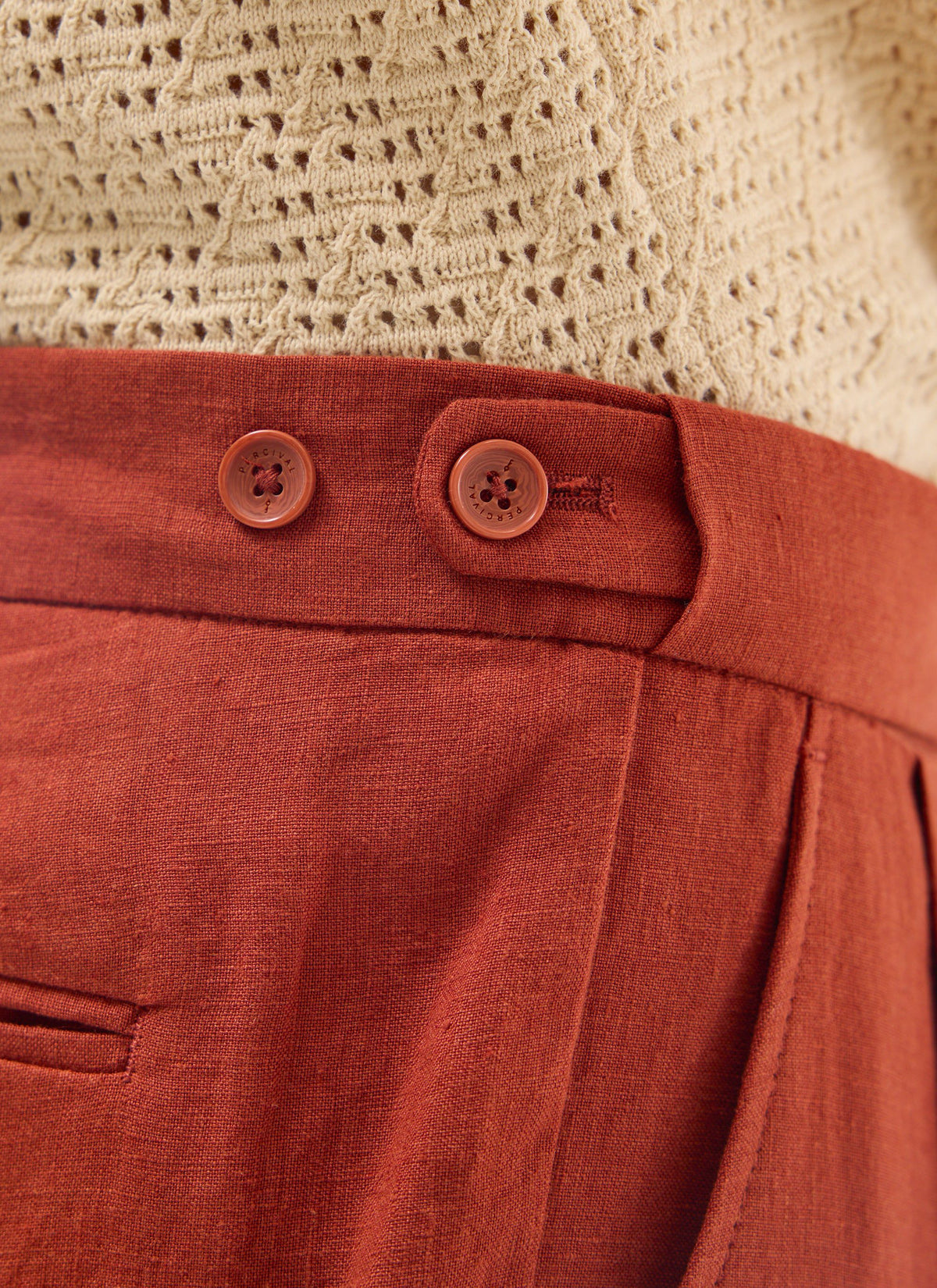 Men's Pleated Trousers - Tailored Linen Suits - Rust Red | Percival