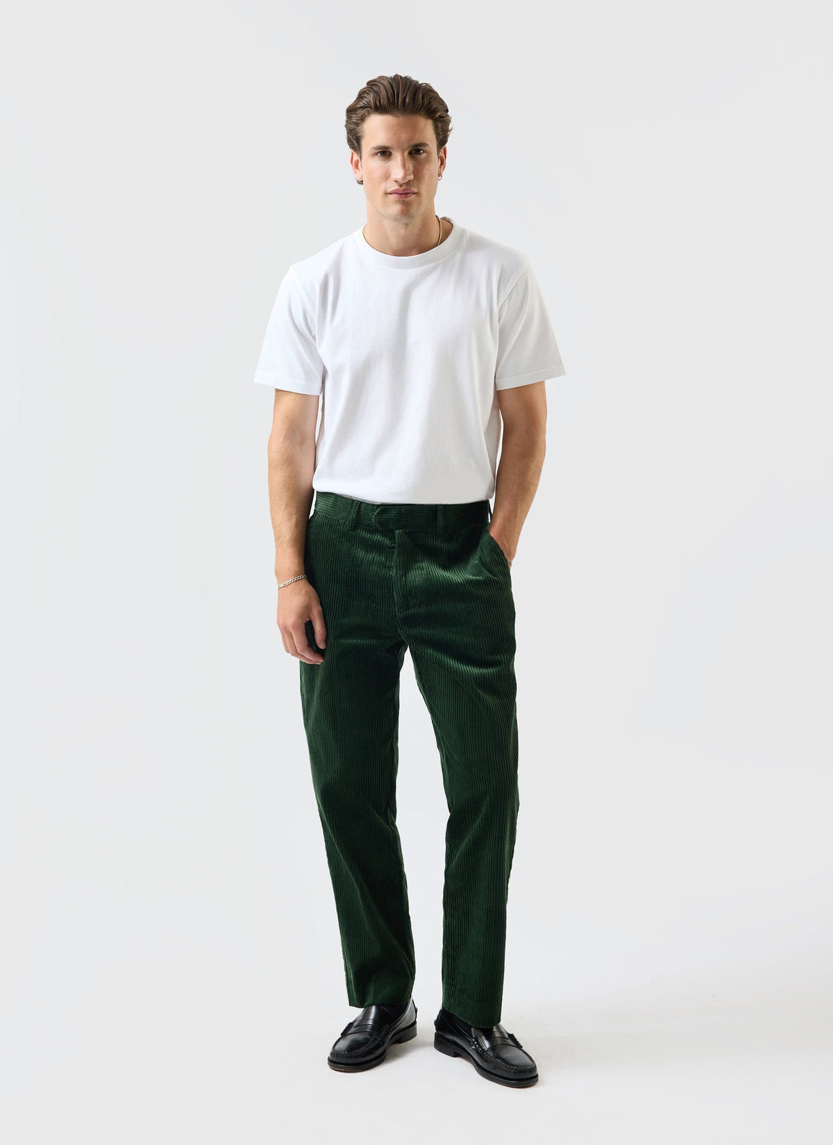 Tailored Chunky Cord Trousers - Forest | Percival