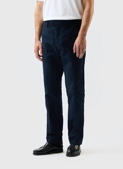 Tailored Moleskin Straight Leg Trousers - Navy | Percival