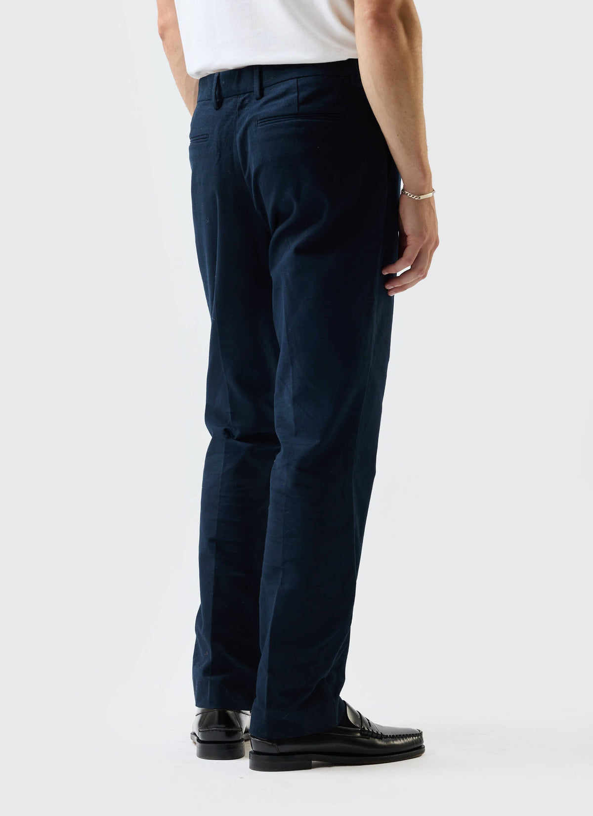 Tailored Moleskin Straight Leg Trousers - Navy | Percival