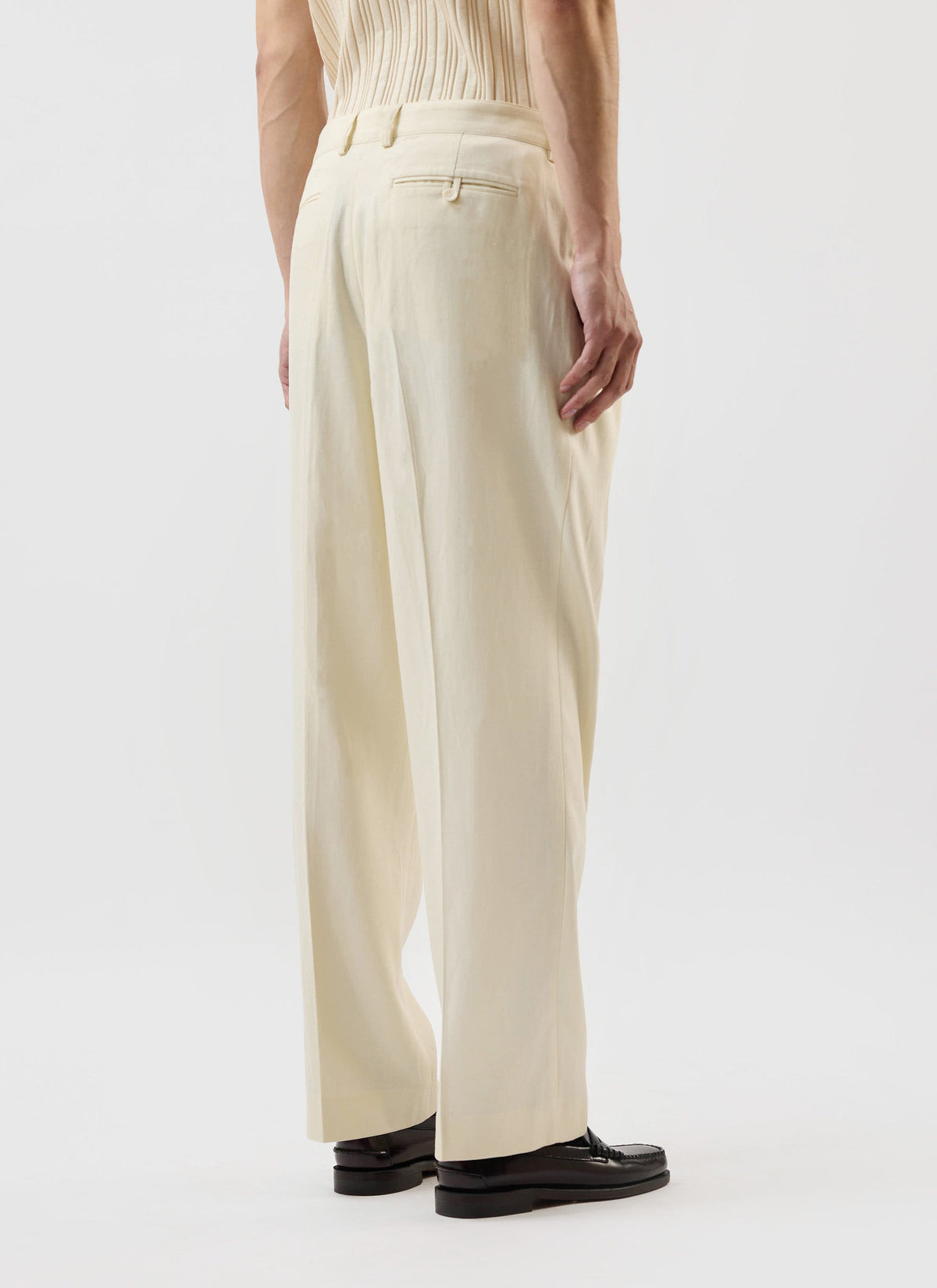 Men's Pleated Tailored Trousers - Suit Trousers x Warren - Ecru Cream | Percival