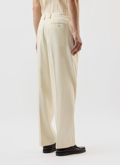 Men's Pleated Tailored Trousers - Suit Trousers x Warren - Ecru Cream | Percival