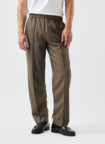 Grounds Relaxed Trousers - Herringbone Wool - Oak | Percival